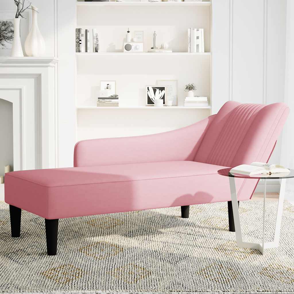 Fauteuil long avec accoudoir droit rose velours - XIOS