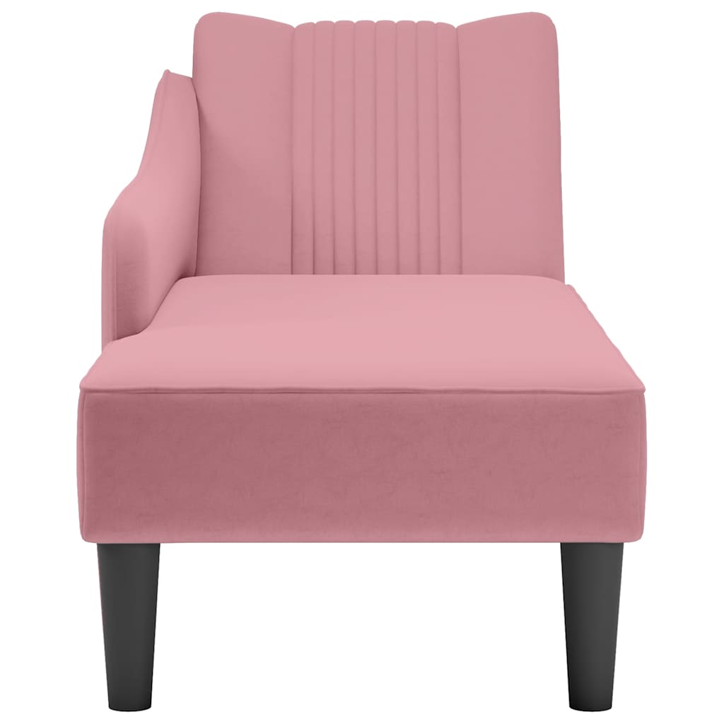 Fauteuil long avec accoudoir droit rose velours - XIOS