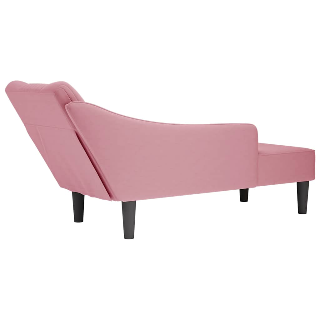 Fauteuil long avec accoudoir droit rose velours - XIOS