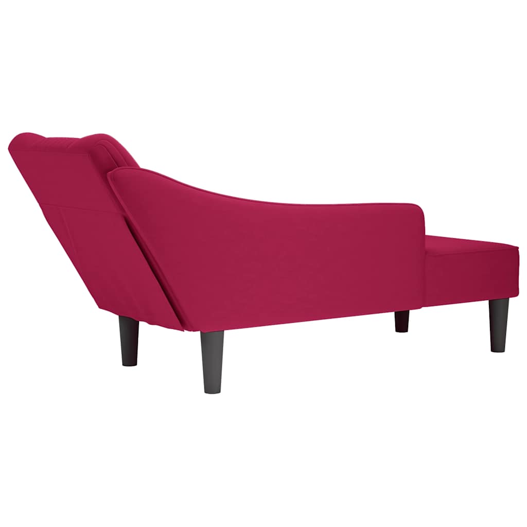 Fauteuil long avec accoudoir droit rouge bordeaux velours - XIOS