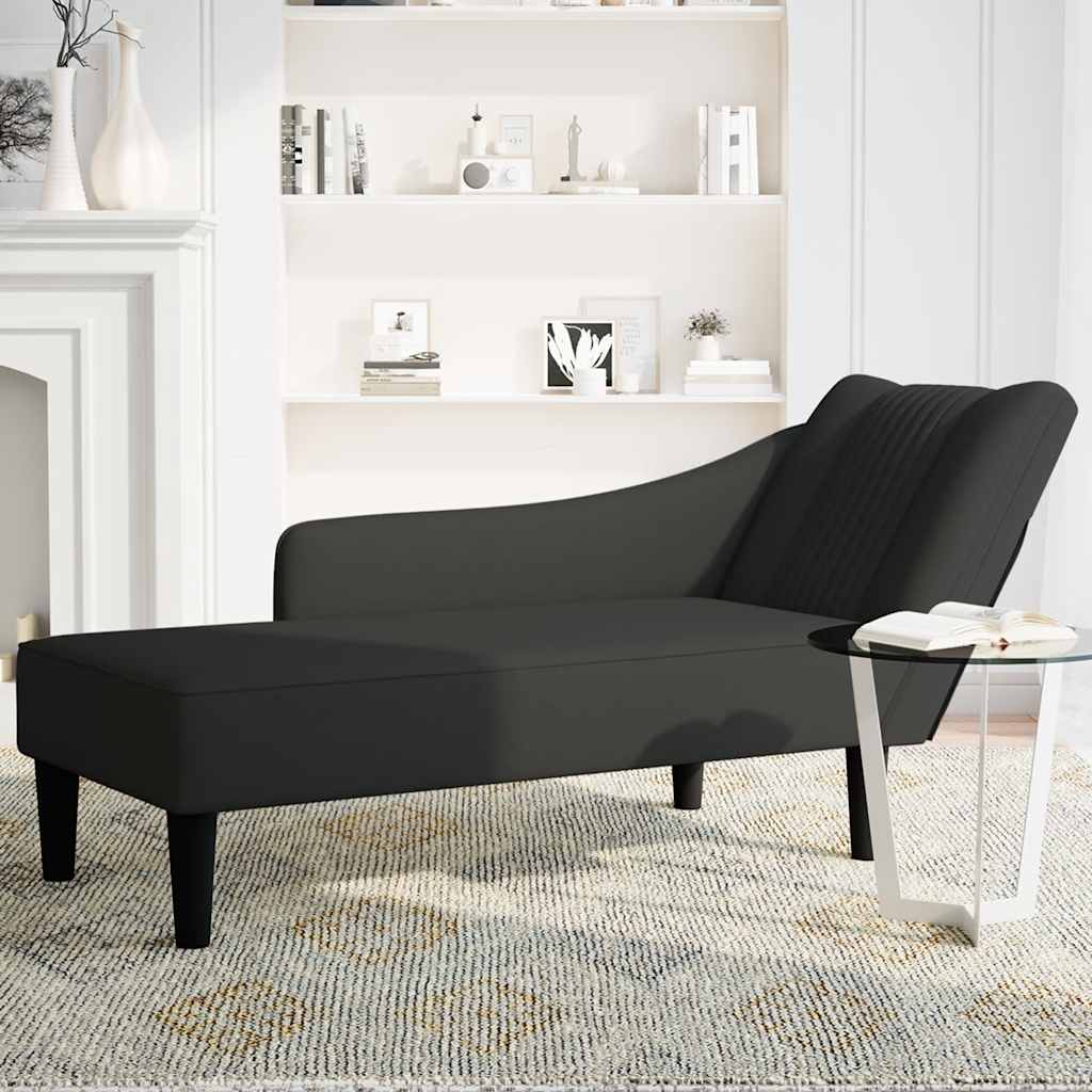 Fauteuil long avec accoudoir droit noir velours - XIOS