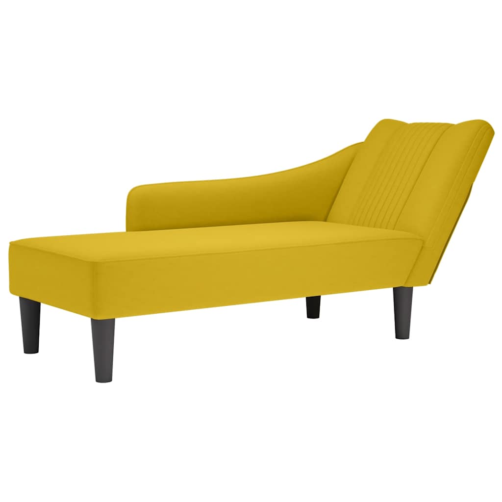 Fauteuil long avec accoudoir droit jaune velours - XIOS