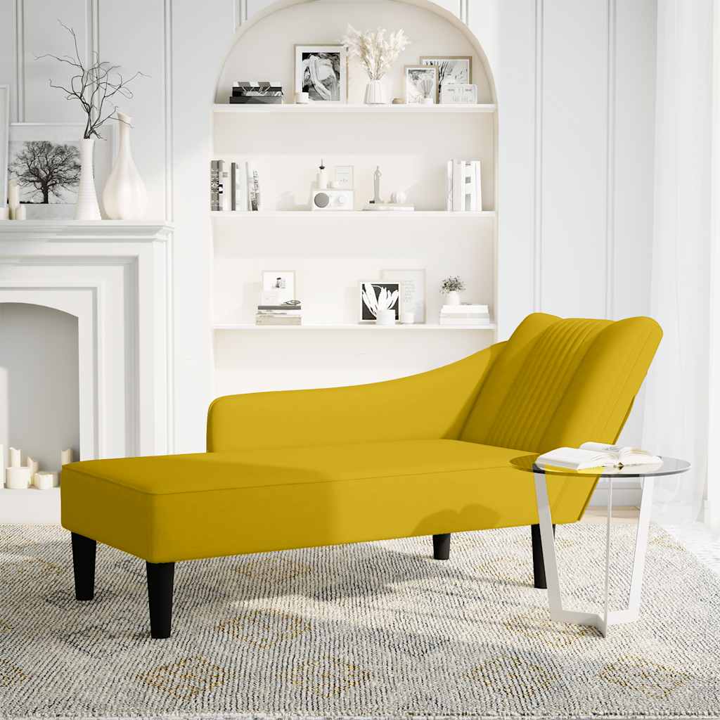 Fauteuil long avec accoudoir droit jaune velours - XIOS