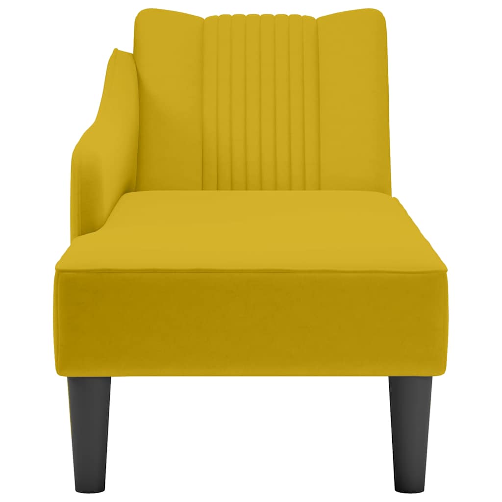 Fauteuil long avec accoudoir droit jaune velours - XIOS