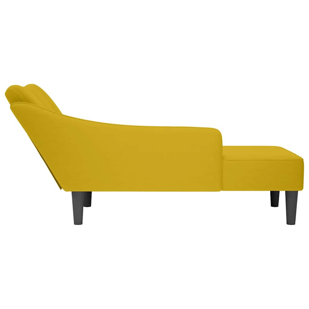 Fauteuil long avec accoudoir droit jaune velours - XIOS
