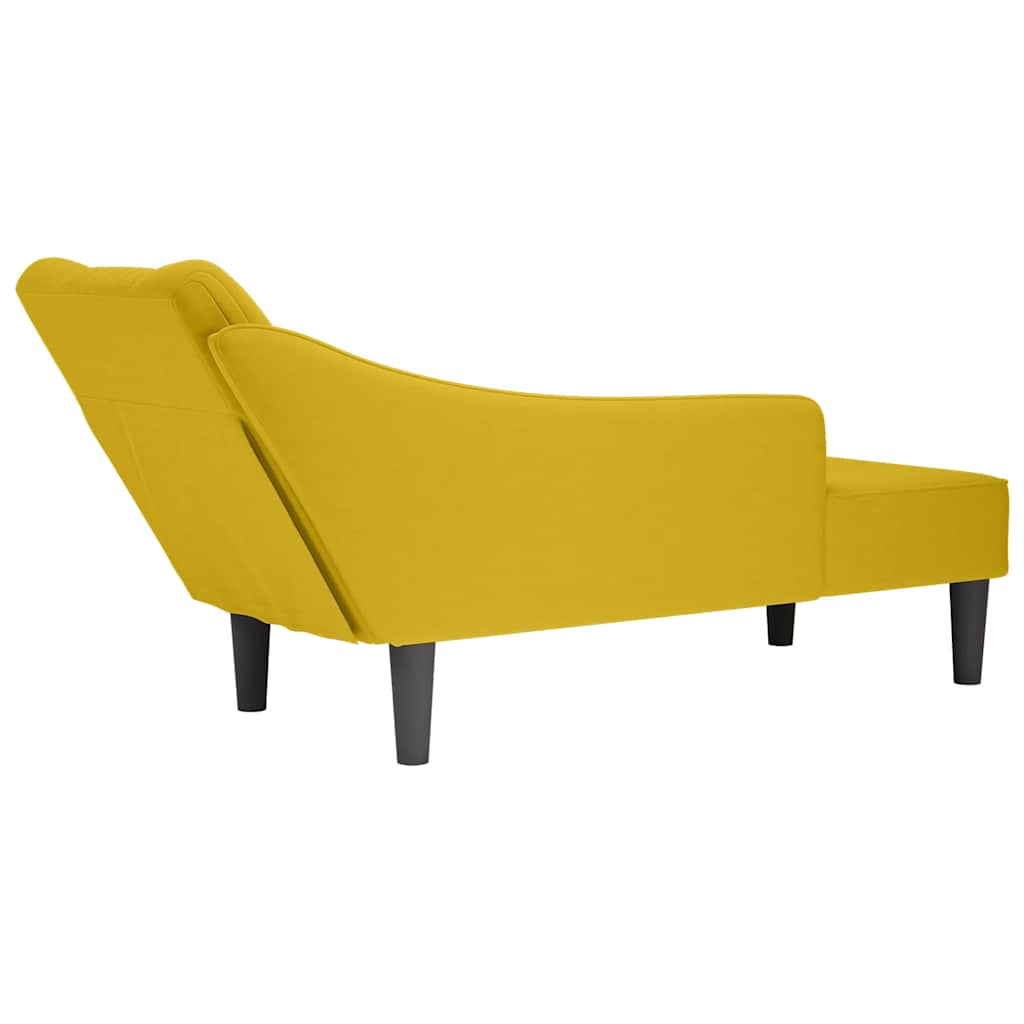 Fauteuil long avec accoudoir droit jaune velours - XIOS