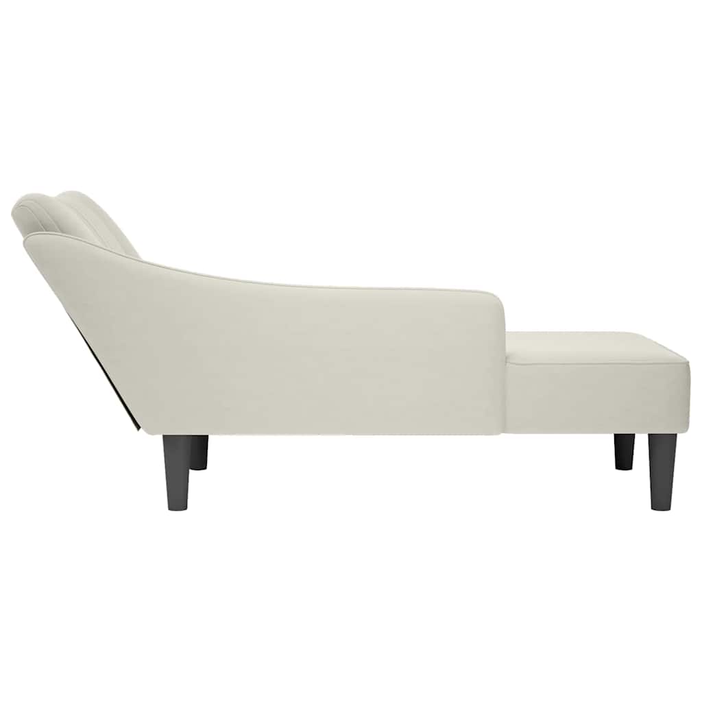 Fauteuil long avec accoudoir droit crème velours - XIOS