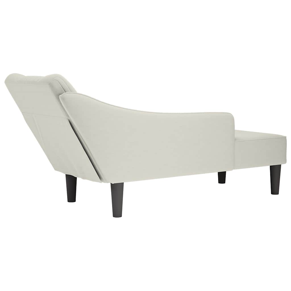 Fauteuil long avec accoudoir droit crème velours - XIOS