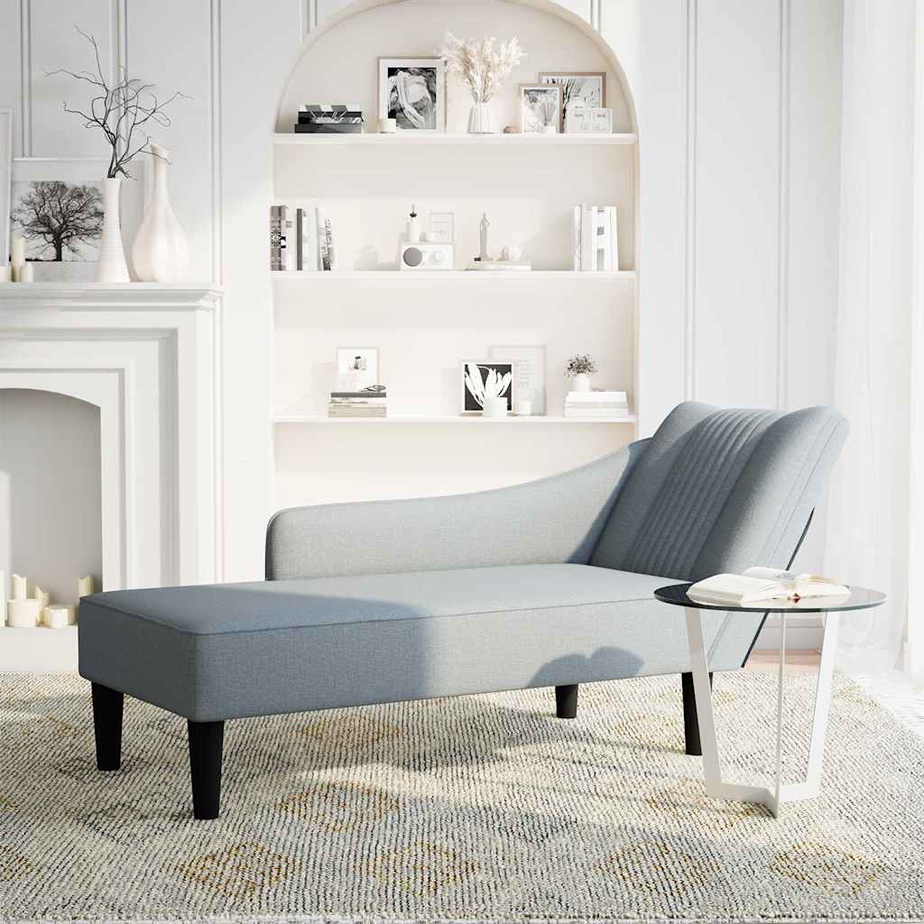 Fauteuil long avec accoudoir droit gris clair tissu - XIOS