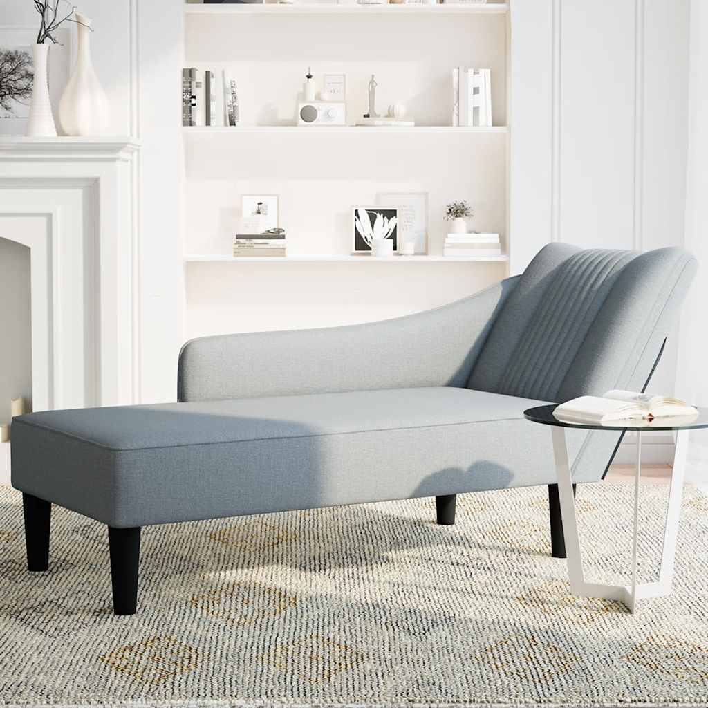 Fauteuil long avec accoudoir droit gris clair tissu - XIOS