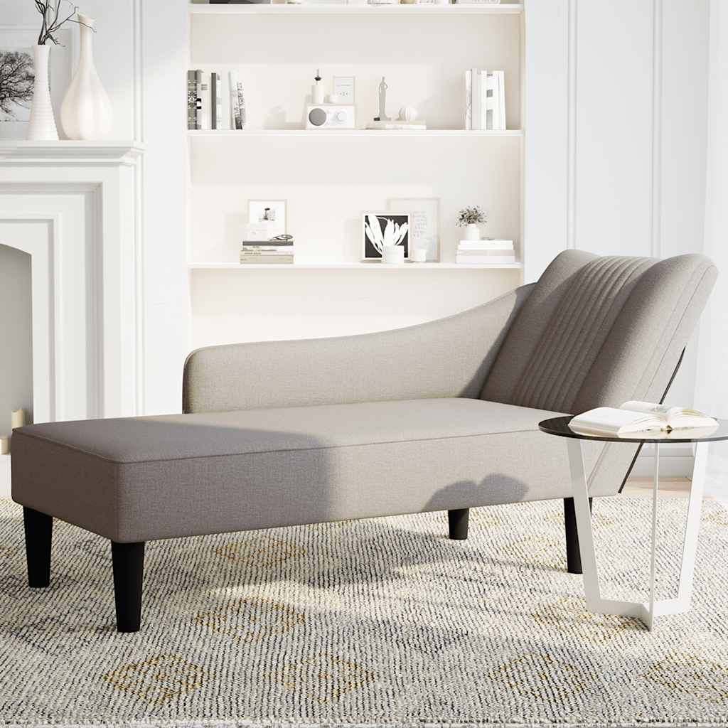Fauteuil long avec accoudoir droit taupe tissu - XIOS