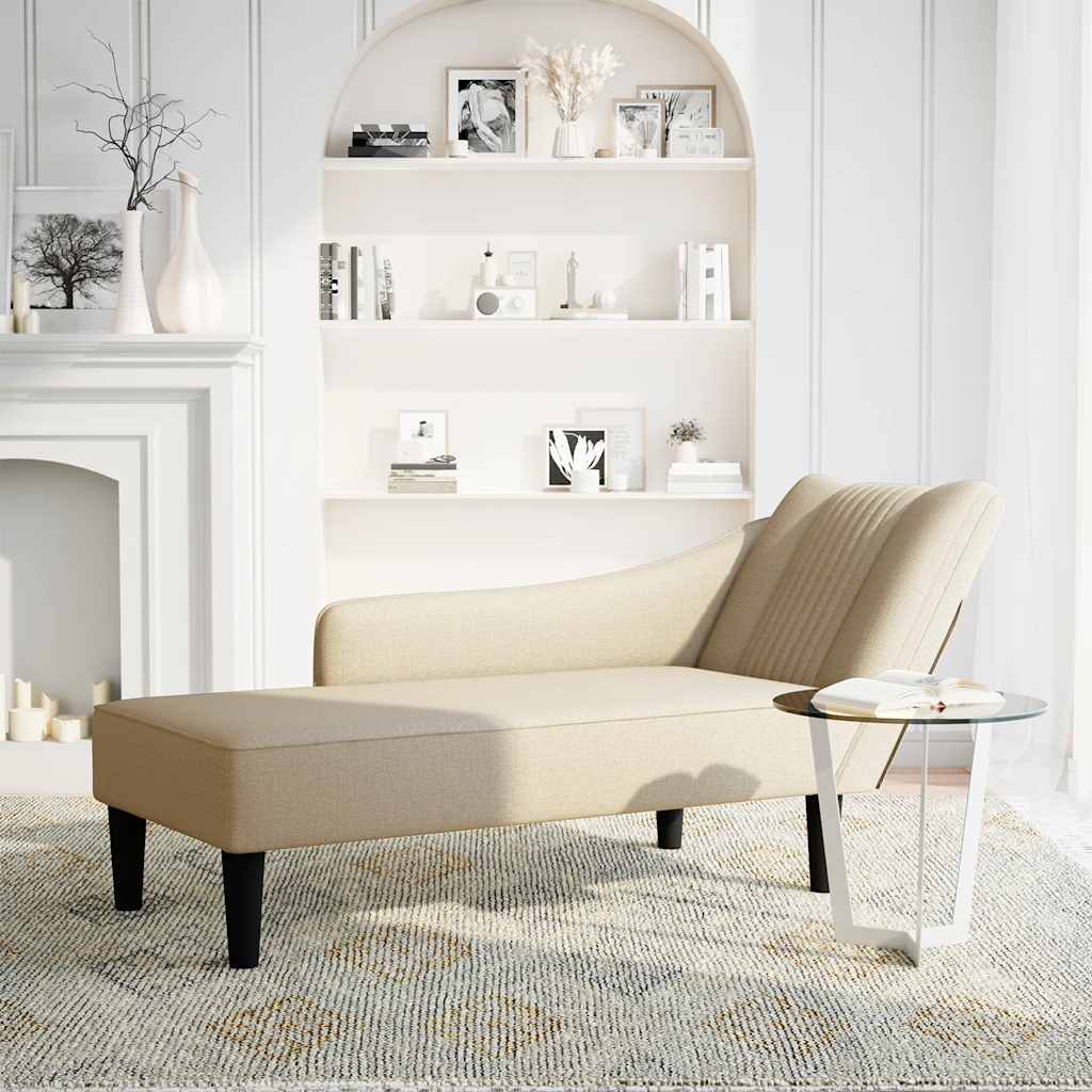 Fauteuil long avec accoudoir droit crème tissu - XIOS
