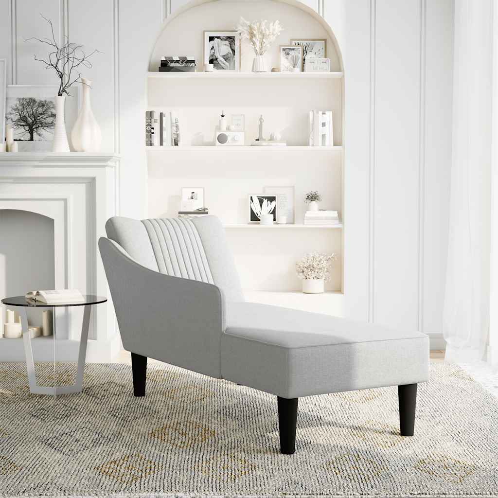 Fauteuil long avec accoudoir droit gris nuage tissu - XIOS