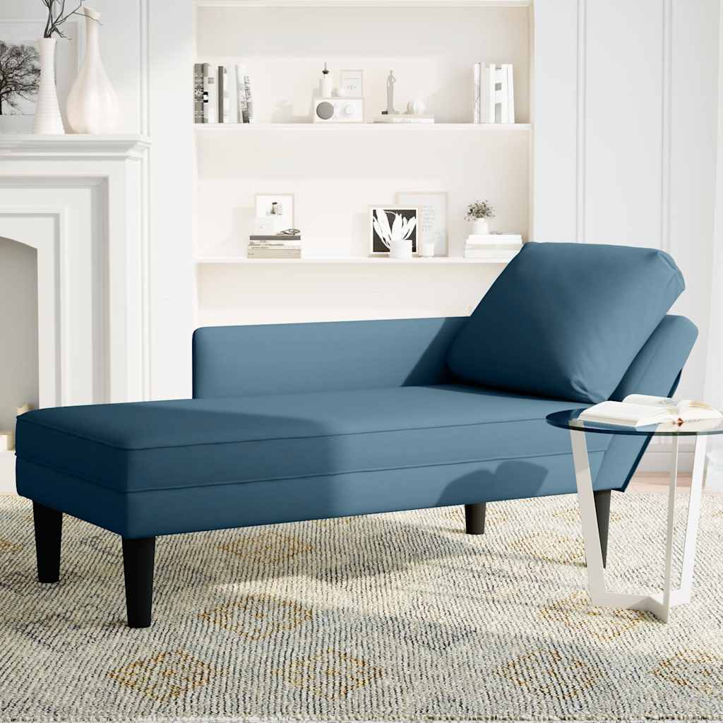 Fauteuil long avec coussin et accoudoir droit bleu velours - XIOS