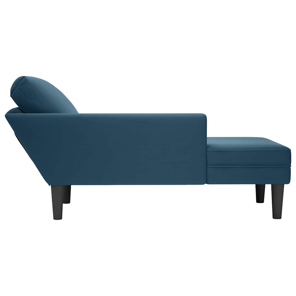 Fauteuil long avec coussin et accoudoir droit bleu velours - XIOS