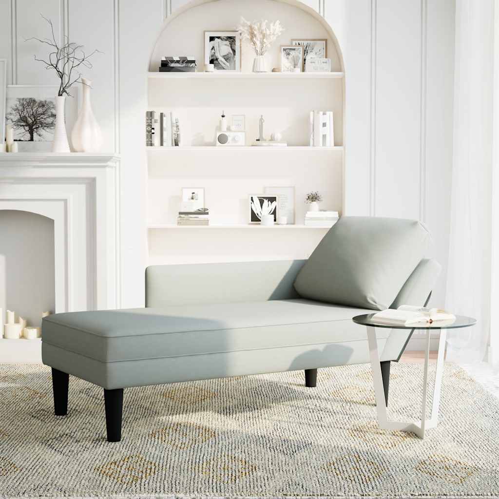 Fauteuil long et coussin et accoudoir droit gris clair velours - XIOS