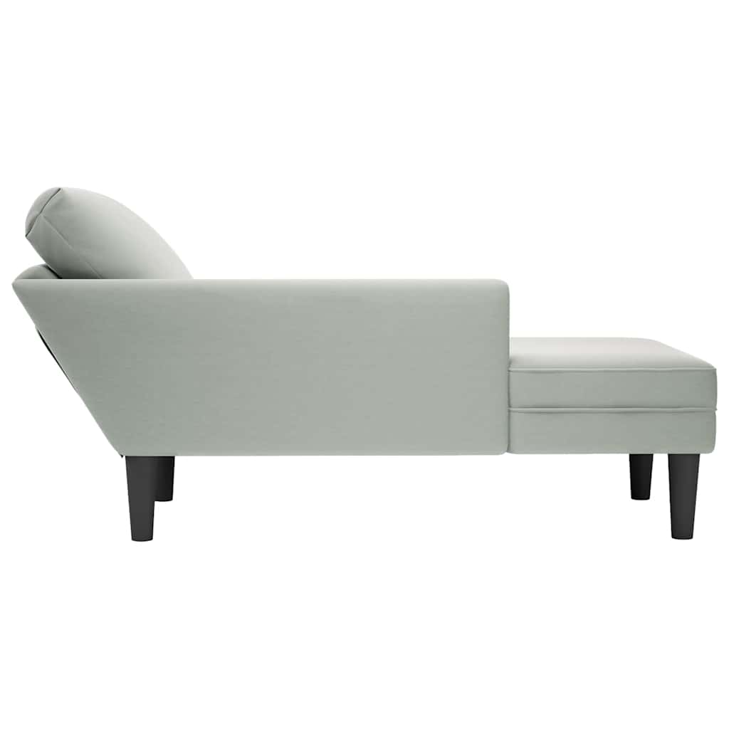 Fauteuil long et coussin et accoudoir droit gris clair velours - XIOS