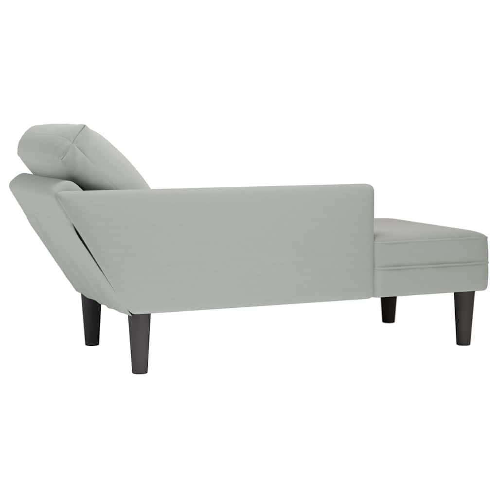 Fauteuil long et coussin et accoudoir droit gris clair velours - XIOS