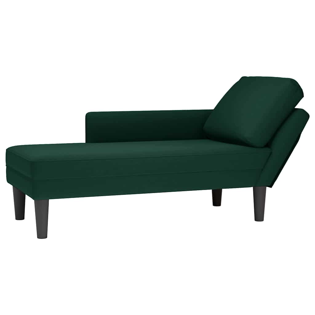 Fauteuil long et coussin et accoudoir droit vert foncé velours - XIOS