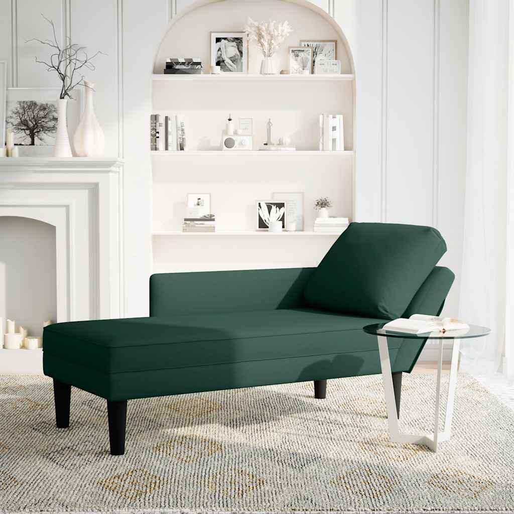Fauteuil long et coussin et accoudoir droit vert foncé velours - XIOS