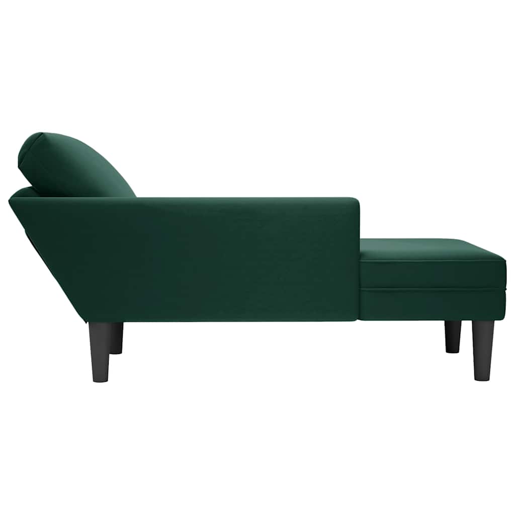 Fauteuil long et coussin et accoudoir droit vert foncé velours - XIOS