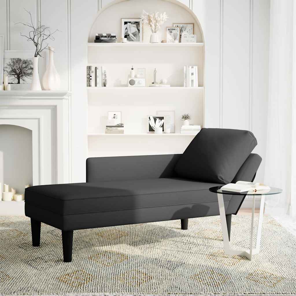 Fauteuil long avec coussin et accoudoir droit noir velours - XIOS