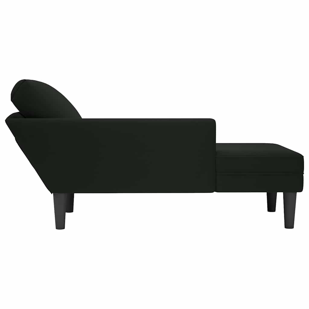 Fauteuil long avec coussin et accoudoir droit noir velours - XIOS
