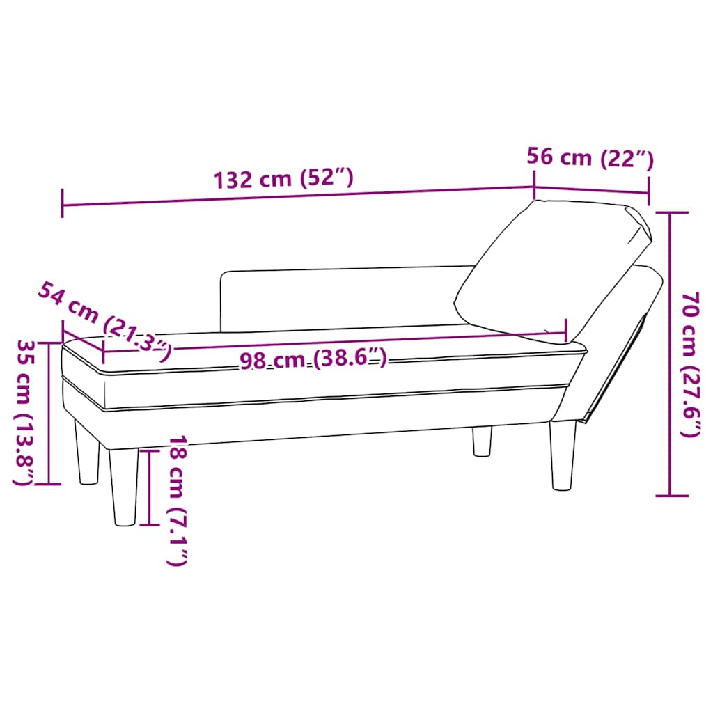 Fauteuil long avec coussin et accoudoir droit noir velours - XIOS
