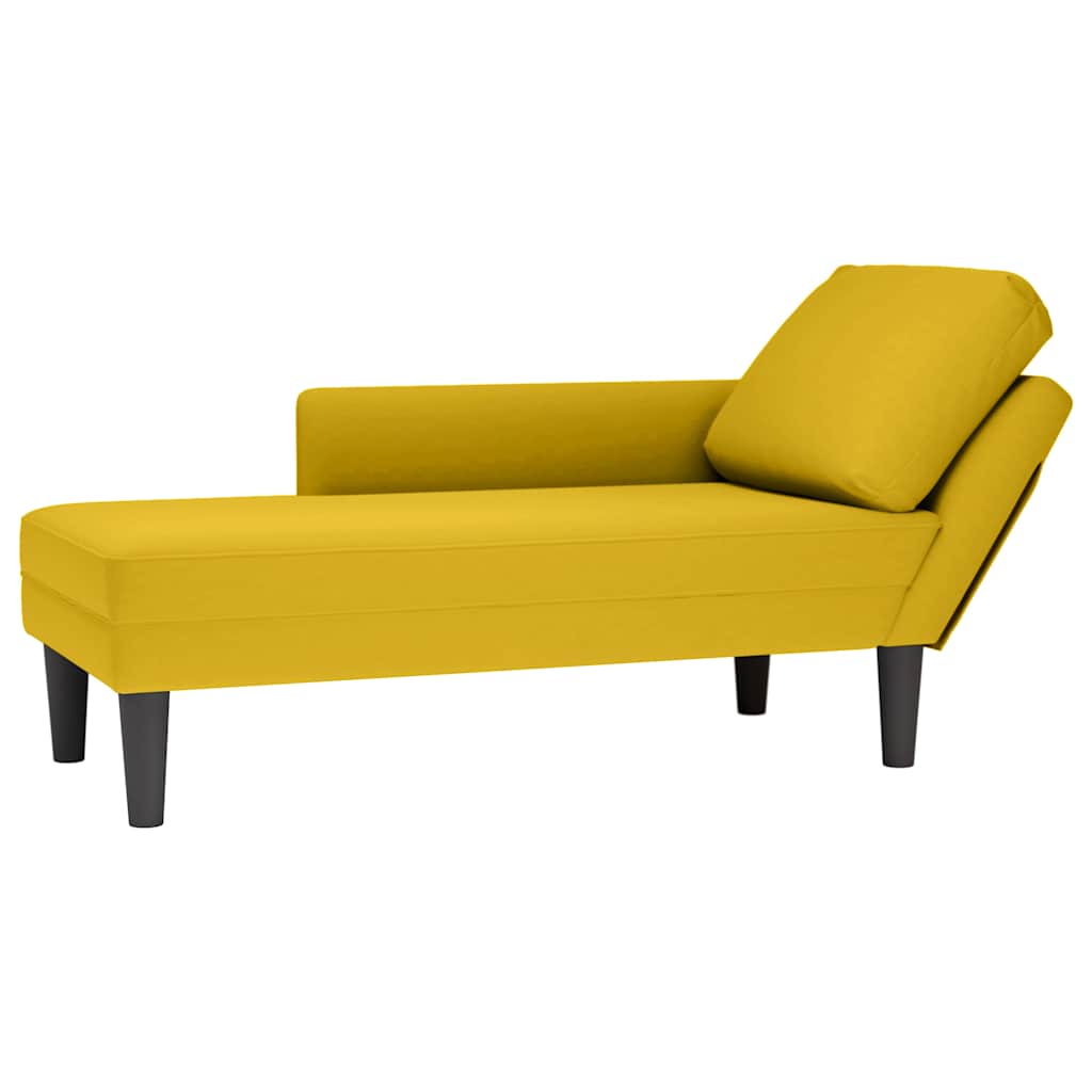 Fauteuil long avec coussin et accoudoir droit jaune velours - XIOS