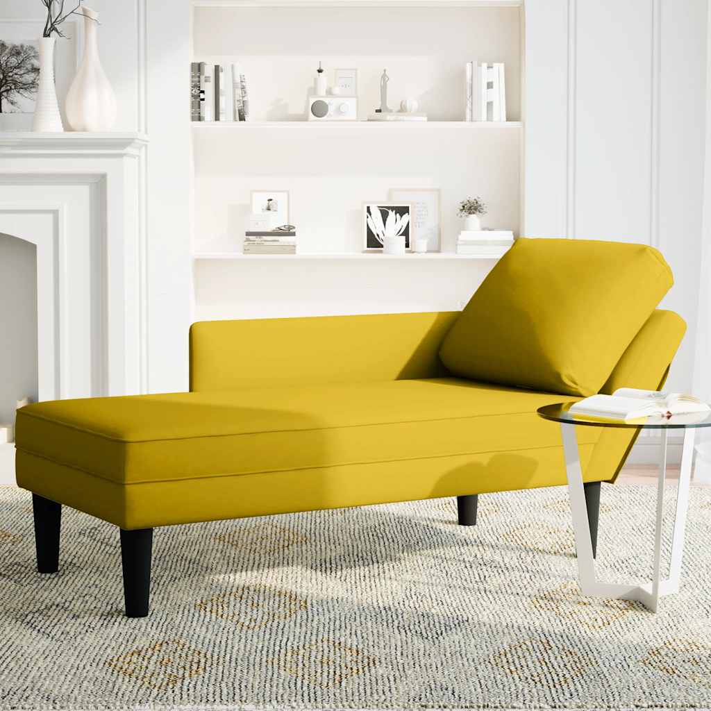 Fauteuil long avec coussin et accoudoir droit jaune velours - XIOS