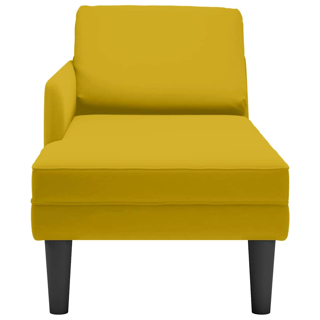 Fauteuil long avec coussin et accoudoir droit jaune velours - XIOS
