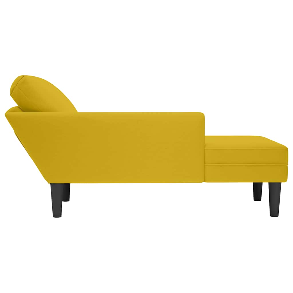 Fauteuil long avec coussin et accoudoir droit jaune velours - XIOS