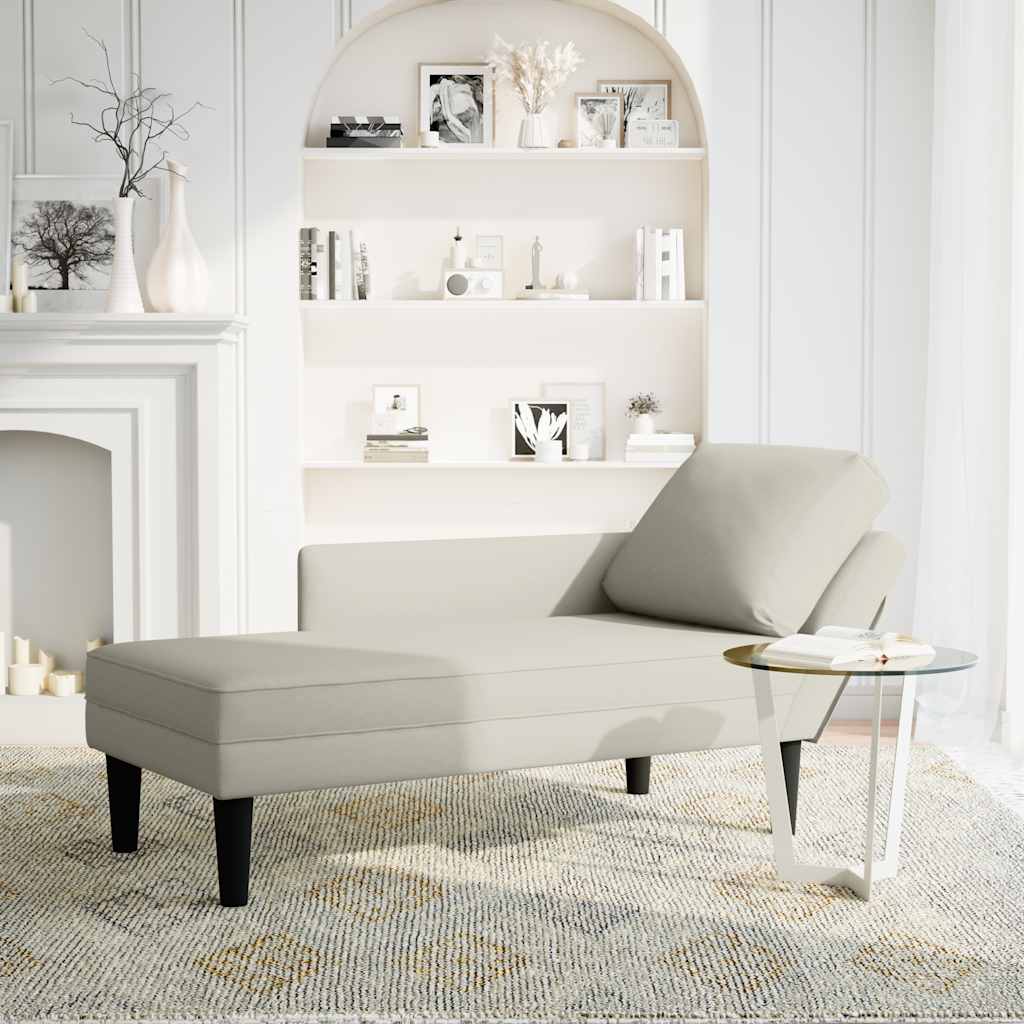 Fauteuil long avec coussin et accoudoir droit crème velours - XIOS