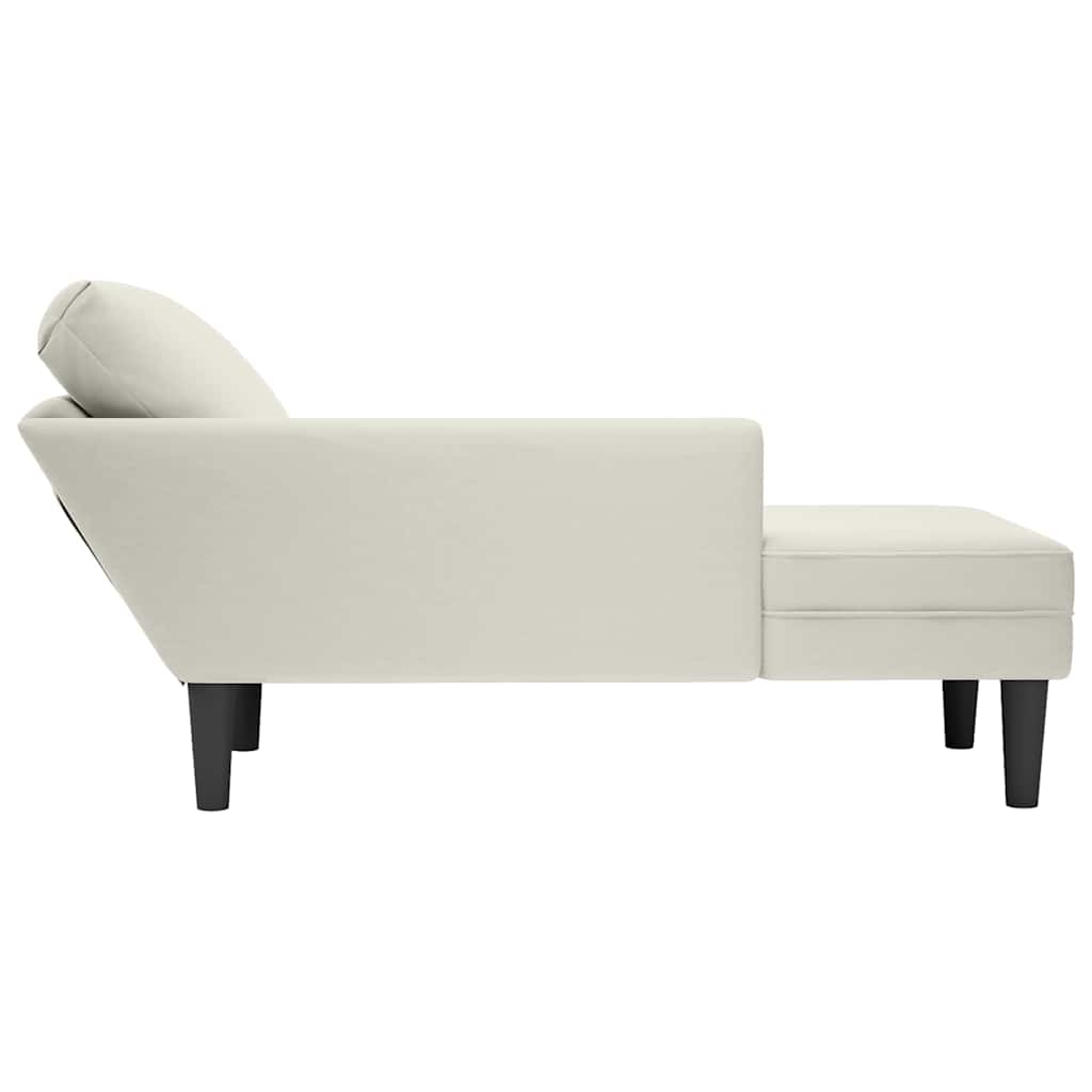 Fauteuil long avec coussin et accoudoir droit crème velours - XIOS