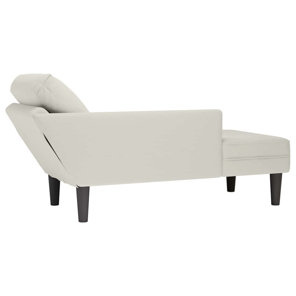 Fauteuil long avec coussin et accoudoir droit crème velours - XIOS