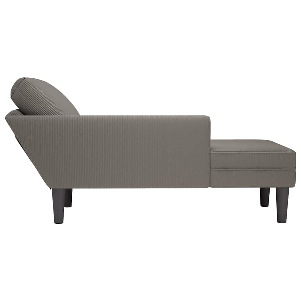 Chaise longue avec coussin gris clair tissu en velours côtelé - XIOS