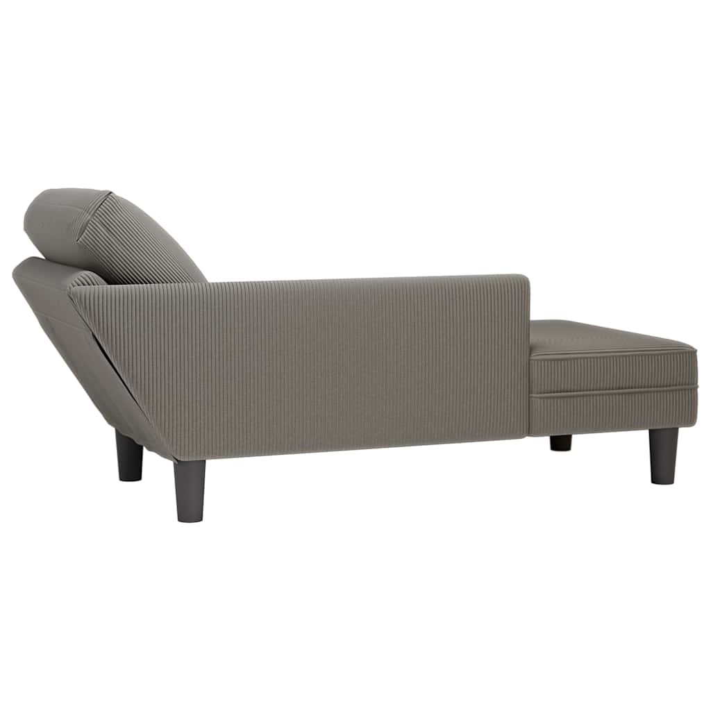 Chaise longue avec coussin gris clair tissu en velours côtelé - XIOS