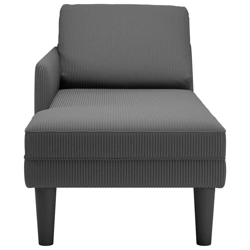 Chaise longue avec coussin gris foncé tissu en velours côtelé - XIOS