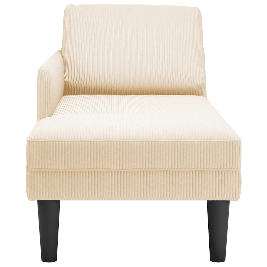 Chaise longue avec coussin crème tissu en velours côtelé - XIOS