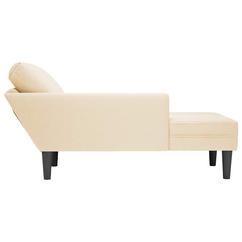 Chaise longue avec coussin crème tissu en velours côtelé - XIOS