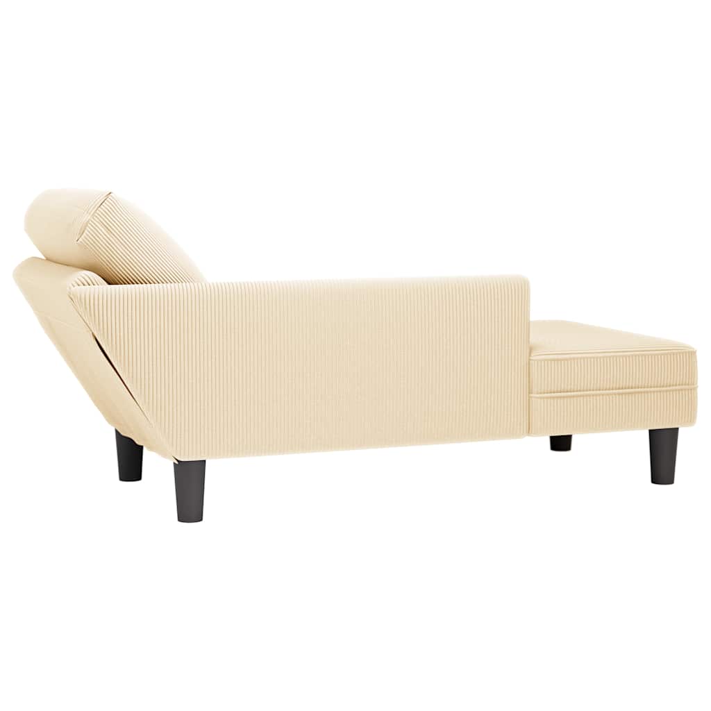 Chaise longue avec coussin crème tissu en velours côtelé - XIOS