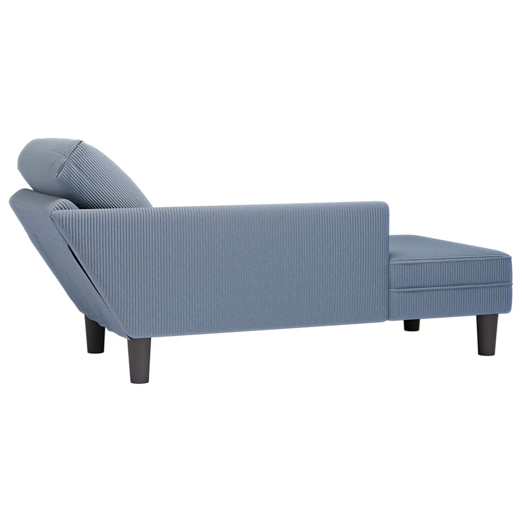 Chaise longue avec coussin bleu tissu en velours côtelé - XIOS