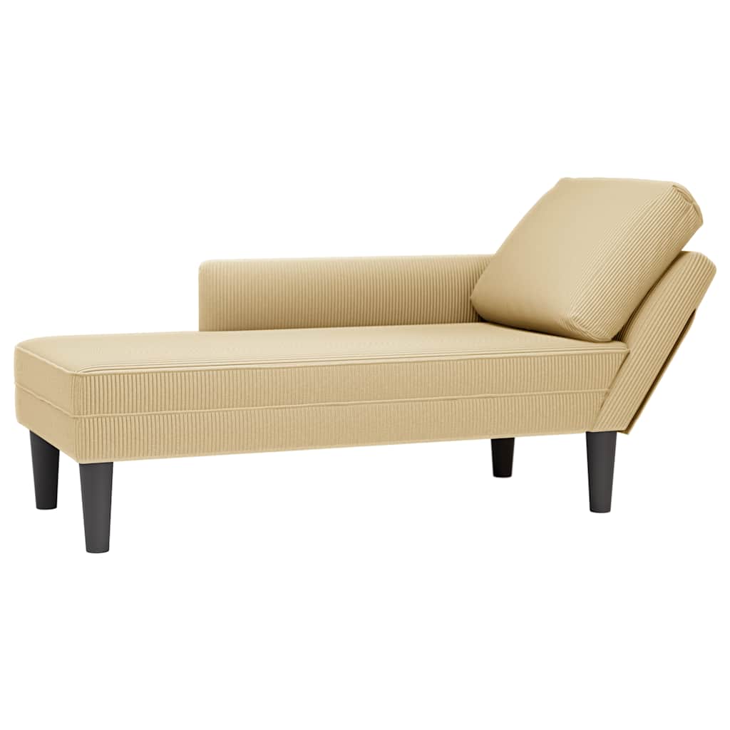 Chaise longue avec coussin tissu en velours côtelé gris-vert - XIOS
