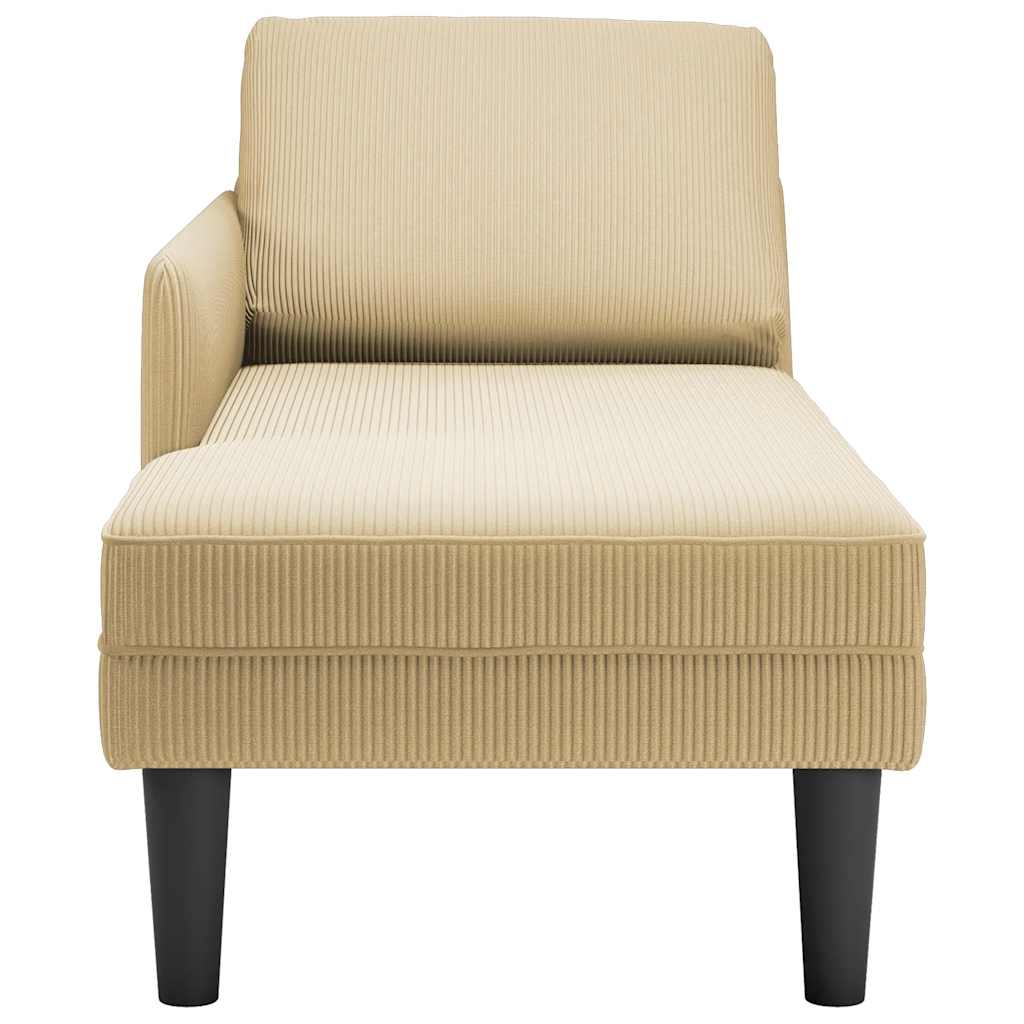 Chaise longue avec coussin tissu en velours côtelé gris-vert - XIOS