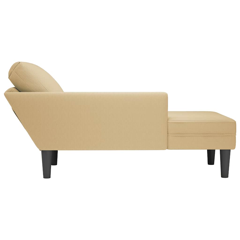 Chaise longue avec coussin tissu en velours côtelé gris-vert - XIOS