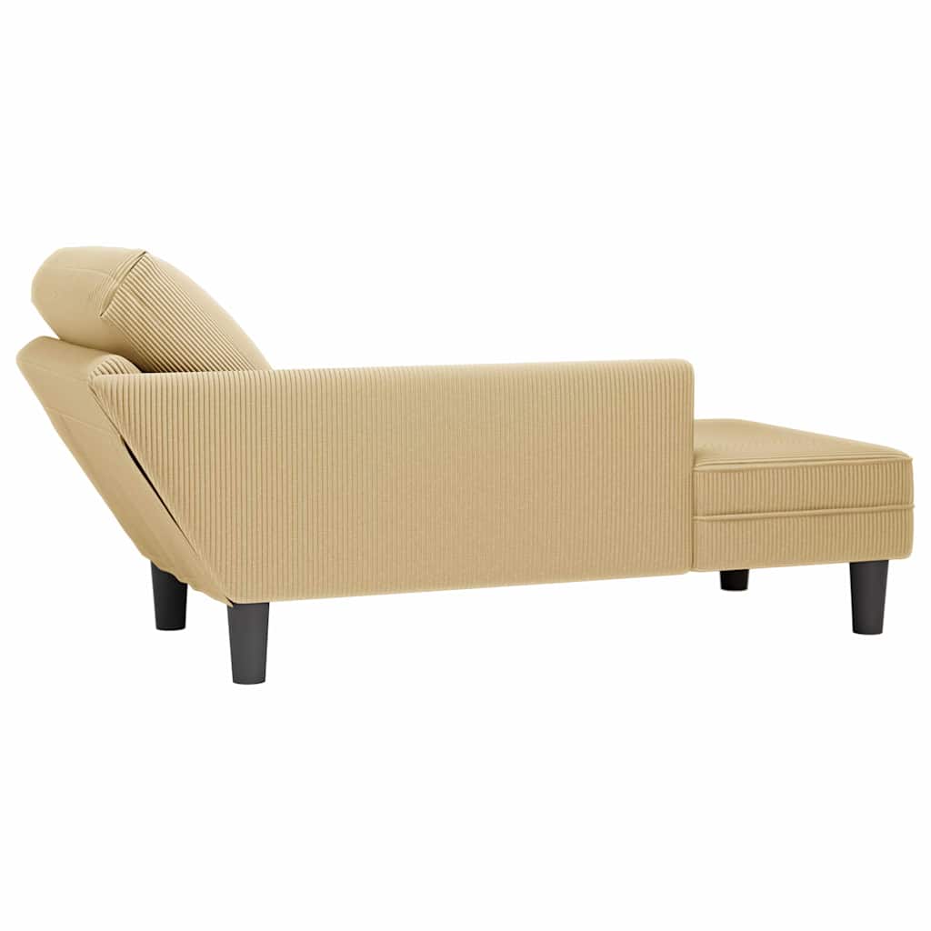 Chaise longue avec coussin tissu en velours côtelé gris-vert - XIOS