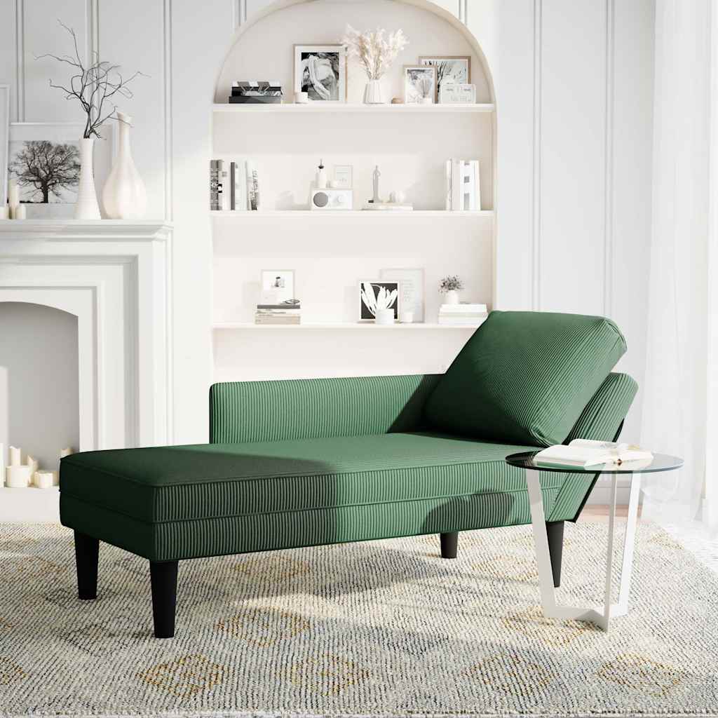 Chaise longue avec coussin vert foncé tissu en velours côtelé - XIOS