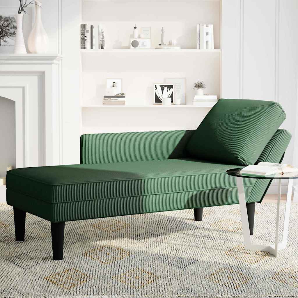 Chaise longue avec coussin vert foncé tissu en velours côtelé - XIOS