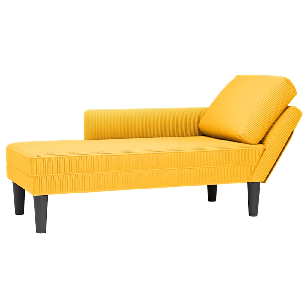 Chaise longue avec coussin jaune clair tissu en velours côtelé - XIOS