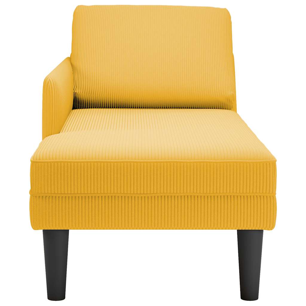 Chaise longue avec coussin jaune clair tissu en velours côtelé - XIOS